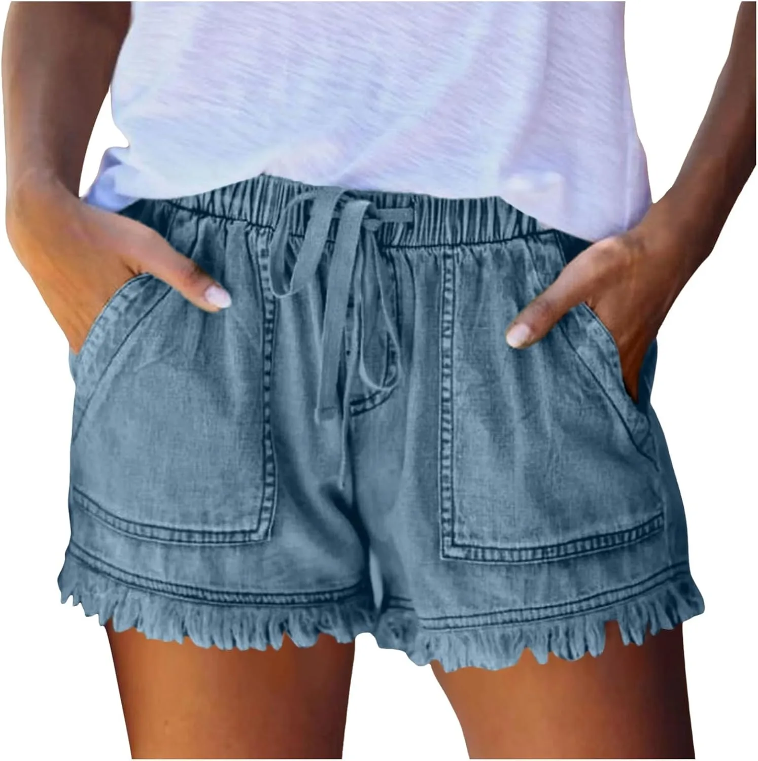Womens Jean Shorts Plus Size High Waisted Stretchy Casual Denim Shorts Ripped Frayed Hem Summer Trendy Holiday Pants