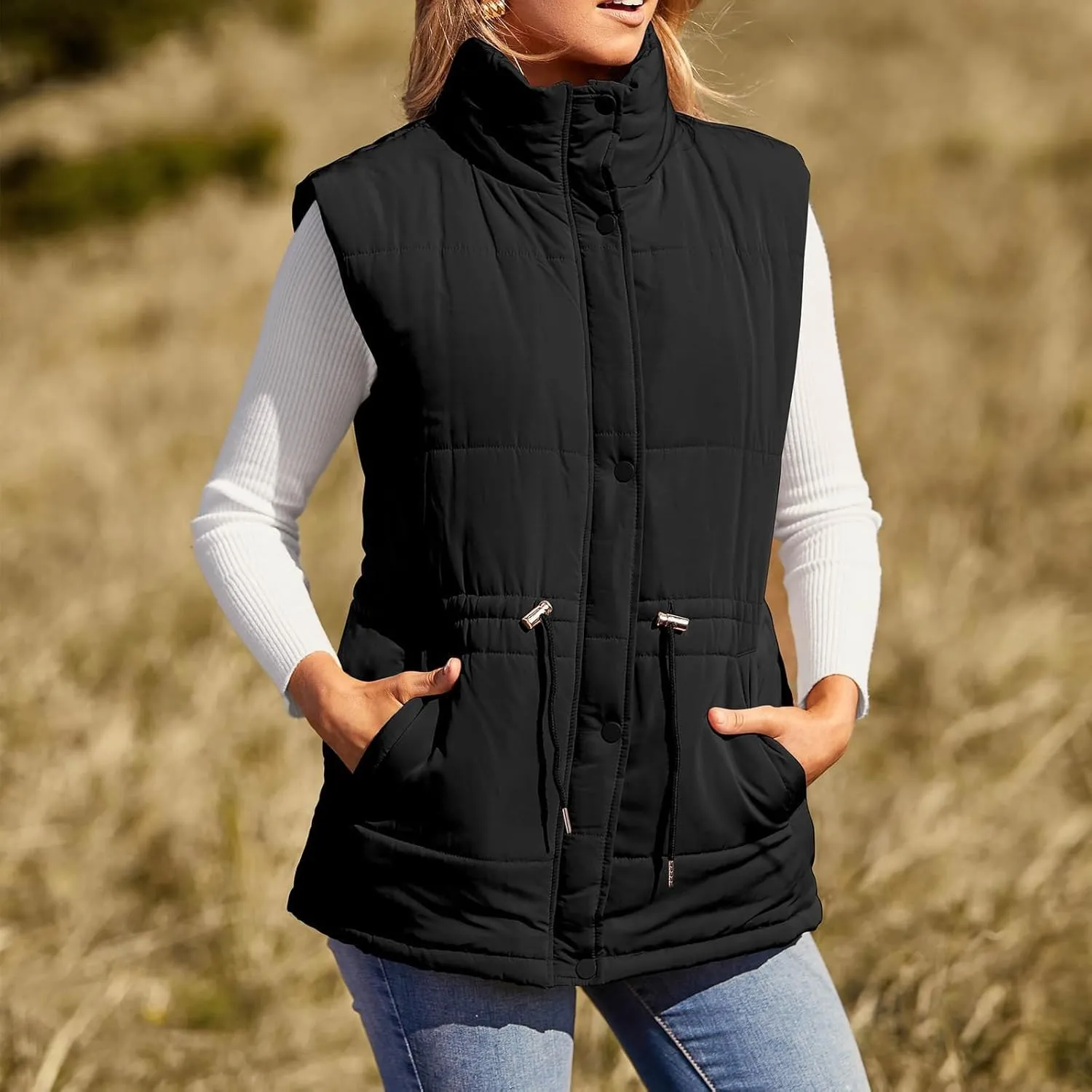 Women's Puffer Jacket Packable Quilted Lightweight Down Parka Oversized Short Bubble Coat Light Warm Hooded Jacket