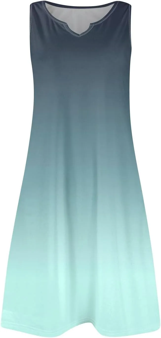 Women's Tank Nightgown Dresses V Neck Sleepshirts Soft Dress Sleeveless Solid Color Chemise Nightdress S-XXL