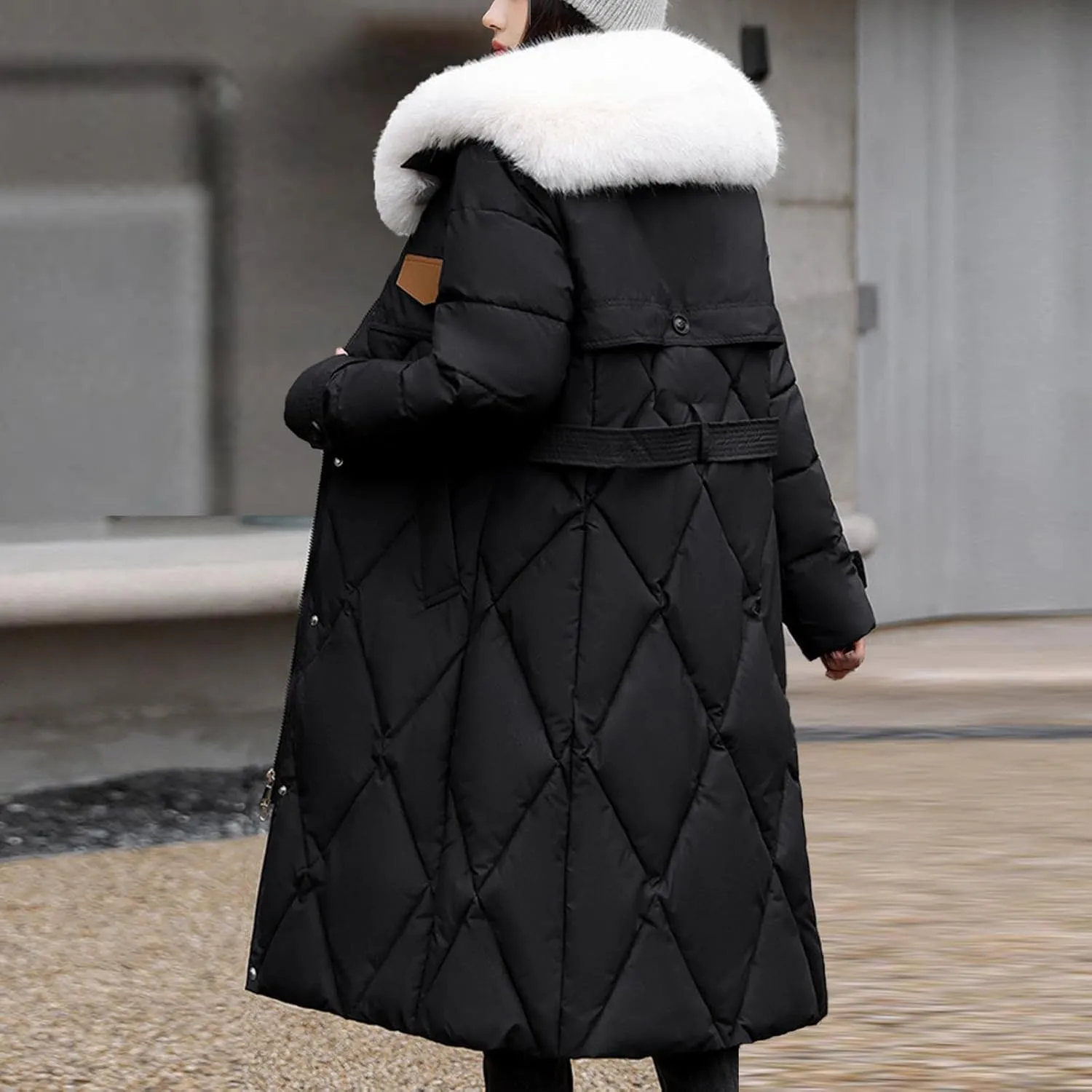 Womens Winter Coats Faux Fur Collar Warm Long Puffer Jackets Thicken Warm Outerwear Down Coats Parkas Quilted Jackets
