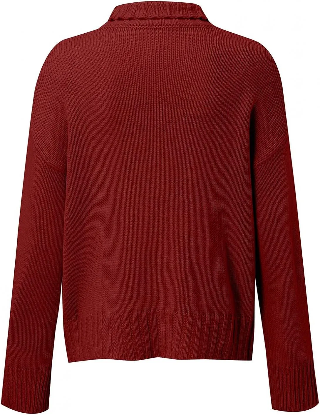 WUAI-Women Turtleneck Oversized Sweater Casual Long Sleeve Cable Knit Oversized Soft Slouchy Loose Pullover Jumper Tops