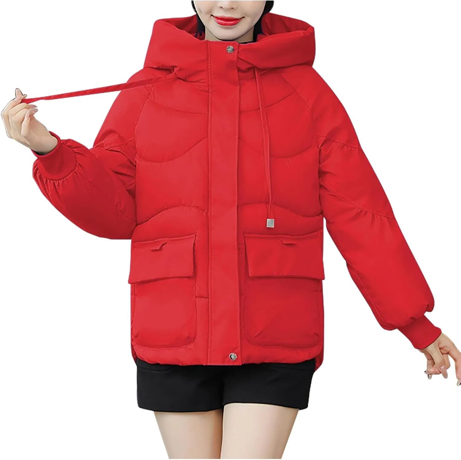 XUNRYAN Women Winter Warm Down Coat Quilted Lightweight Puffer Jackets Hooded Warm Thicken Anoraks Parkas Outwear Clothes